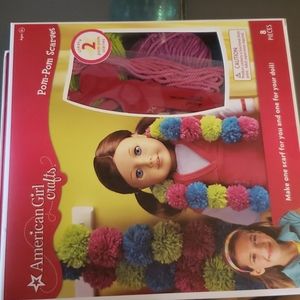 American Girl Crafts Pom-Pom Scarf 8 Piece Complete Box Kit Create 2 Scarves NEW